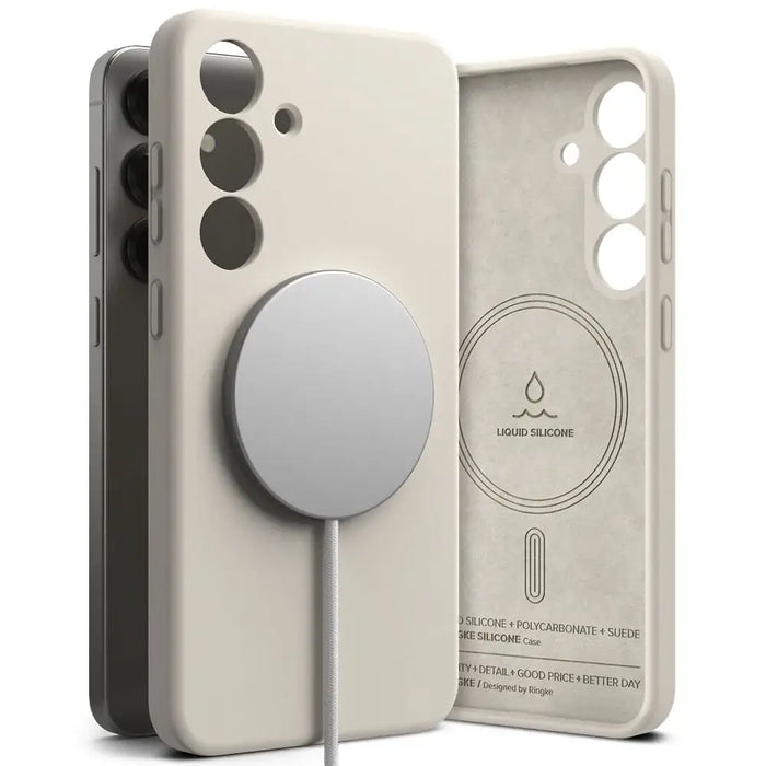 Ringke Silicone MagSafe Case for Samsung Galaxy S25+ - Beige - Cell phone cases and covers<<<HurtelXML