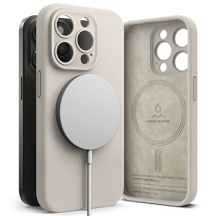 Ringke Silicone MagSafe iPhone 15 Pro Case - Beige - Cell phone cases and covers<<<HurtelXML