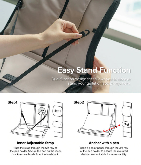 Ringke Smart Zip Pouch for a laptop up to 13’’ with a stand - beige - Laptop bags<<<HurtelXML