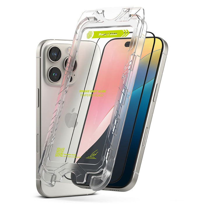 Ringke Easy Slide 2-pack Black Frame Tempered Glass for iPhone 16 Pro Max