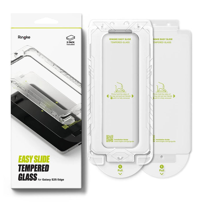 Ringke Easy Slide 2-pack tempered glass for Samsung Galaxy S25 Edge - transparent