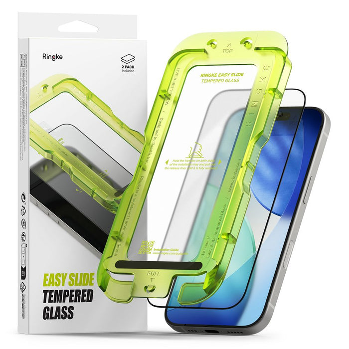 Ringke Easy Slide 2-pack tempered glass for iPhone 17 - black
