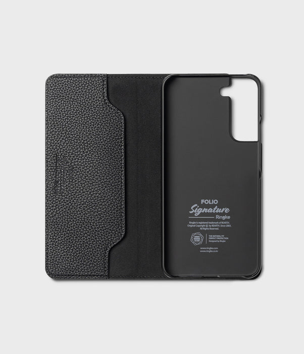 Ringke Folio Signature Flip Leather Case for Samsung Galaxy S22 + (S22 Plus) Black (FSS118R262)