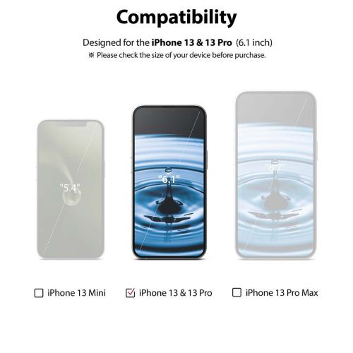 Ringke iPhone 13/13 Pro Screen Protector Invisible Defender ID Tempered Glass Black