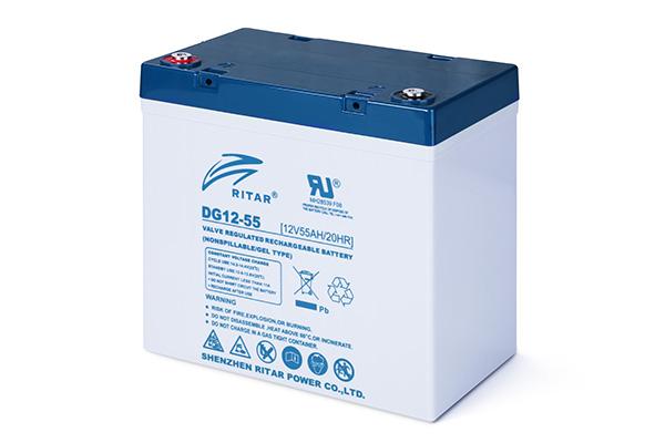 RITAR lead gel battery (DG12-55), 12V, 55Ah, 229 / 138 /211 mm F15/M6 / F11/M6, For solar systems
