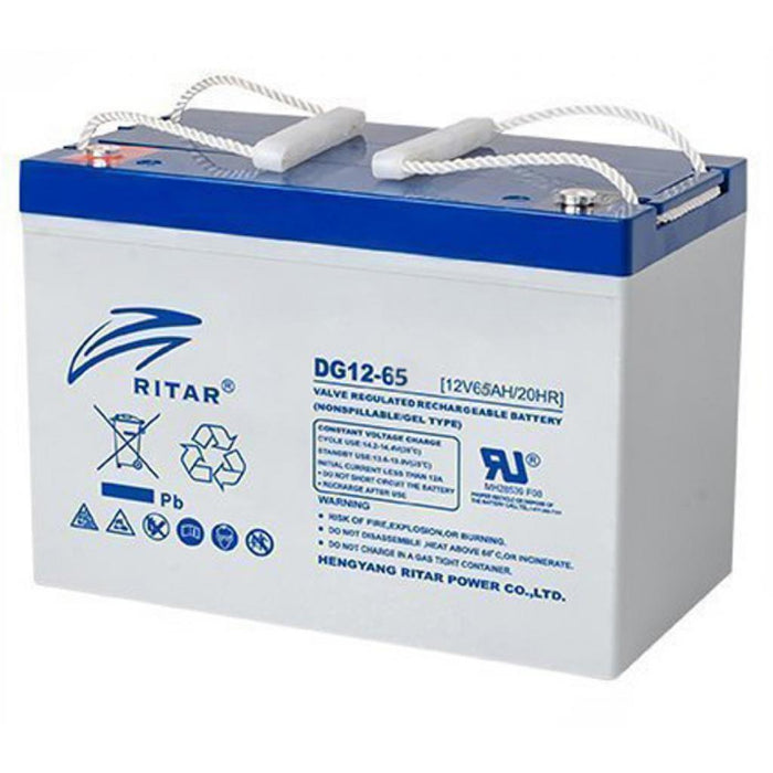 RITAR lead gel battery (DG12-65), 12V, 65Ah, 350 / 167 /182 mm F5/M8 / F11/M6, For solar systems