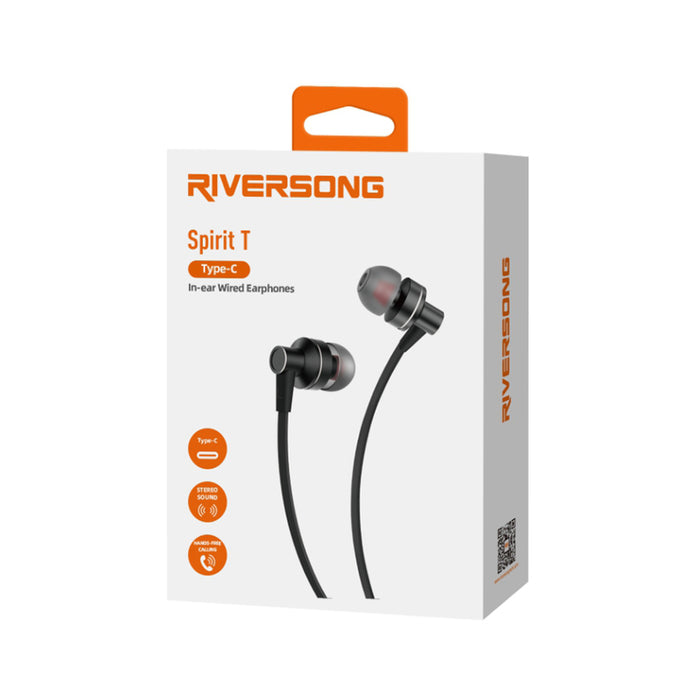Stereo headphones RIVERSONG SPIRIT T+ TYPE-C BK