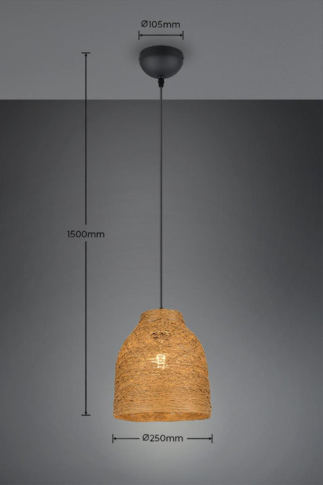 PENDANT JOELINE 1XE27 RL BLACK MAT