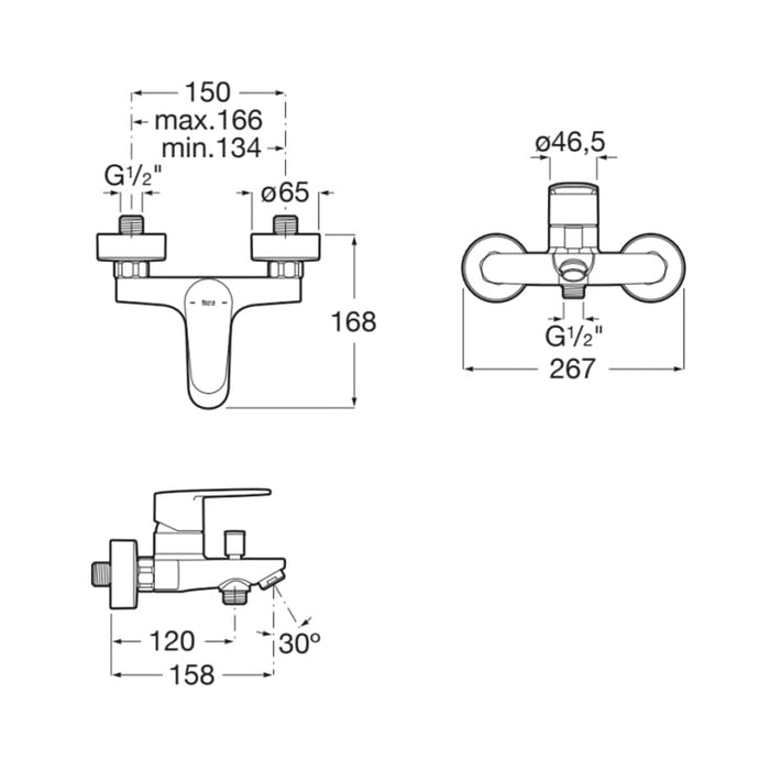 VICTORIA PLUS ROCA BATH-SHOWER MIXER A5A014FC00