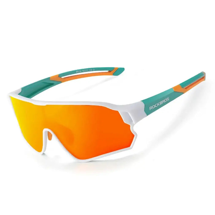 Rockbros 14110009003 polarized cycling glasses for children 8-14 years old - green and white - Sport