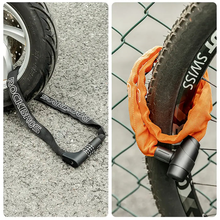 Rockbros 3230002001 bicycle lock with combination and key - black - Sport