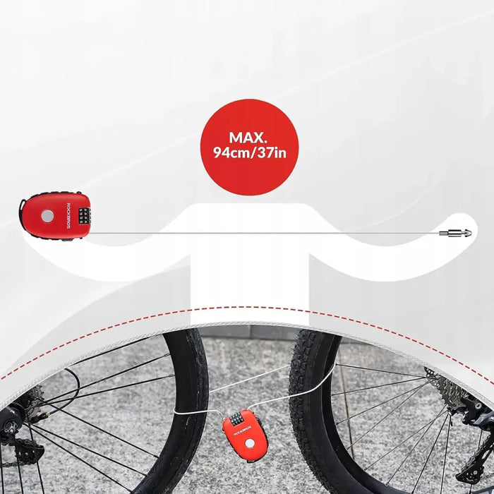 Rockbros 32420981001 bicycle lock with retractable cable - red - Sport products<<<HurtelXML