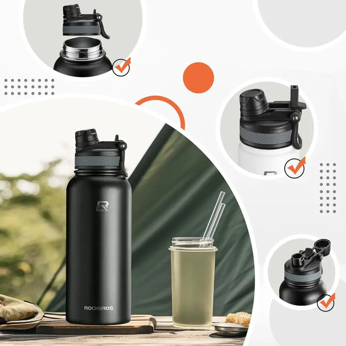 Rockbros 35210029002 thermal bicycle bottle for drinks 650 ml - black - Sport products<<<HurtelXML