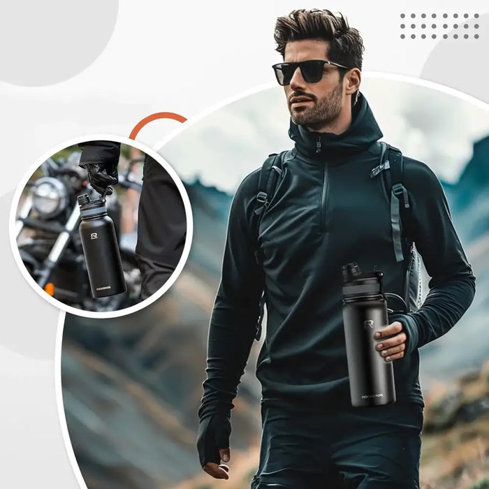 Rockbros 35210029002 thermal bicycle bottle for drinks 650 ml - black - Sport products<<<HurtelXML