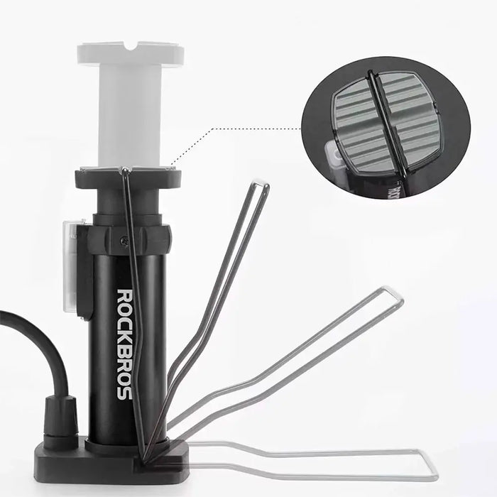 Rockbros 42610002001 floor bicycle pump with pressure gauge - black - Sport