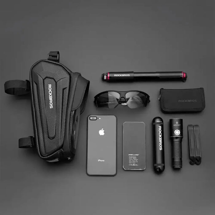 Rockbros B68 bicycle bag for armored frame with phone pocket and cover 1.7l - black - Sport products<<<HurtelXML&&&Bags