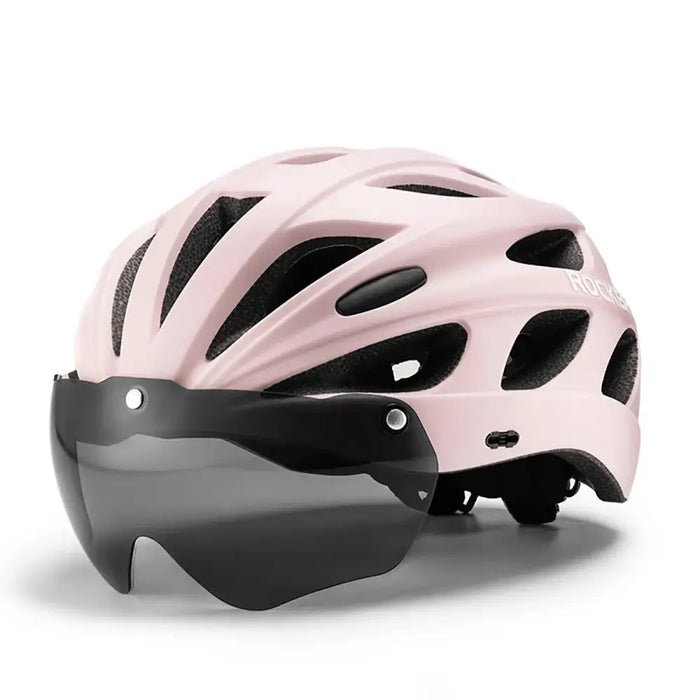 Rockbros Bike Helmet with Visor Detachable UV Goggles Detachable Visor Unisex - Pink - Sport products<<<HurtelXML