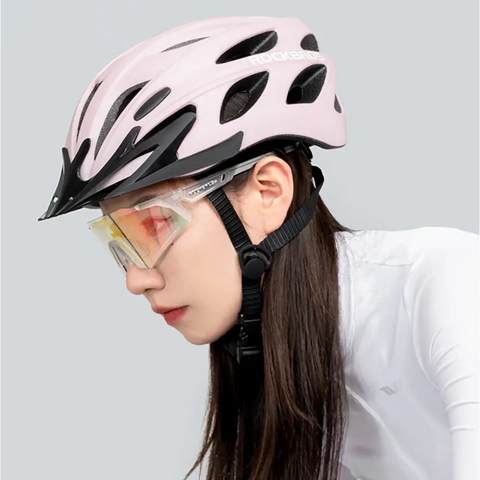 Rockbros Bike Helmet with Visor Detachable UV Goggles Detachable Visor Unisex - Pink - Sport products<<<HurtelXML
