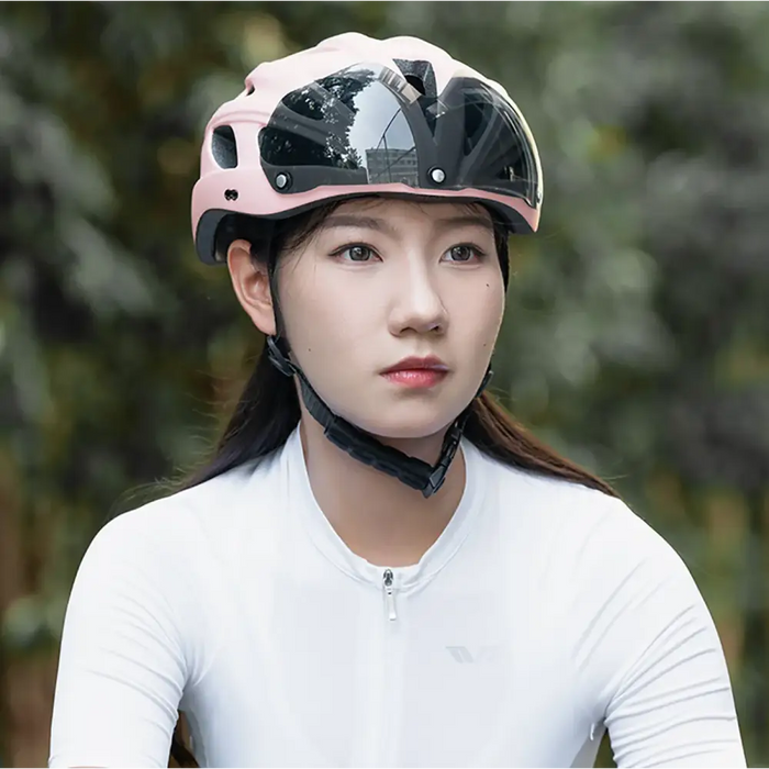 Rockbros Bike Helmet with Visor Detachable UV Goggles Detachable Visor Unisex - Pink - Sport products<<<HurtelXML