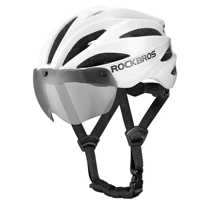 Rockbros Bike Helmet with Visor Detachable UV Protective Goggles Unisex Matte - White - Sport products<<<HurtelXML