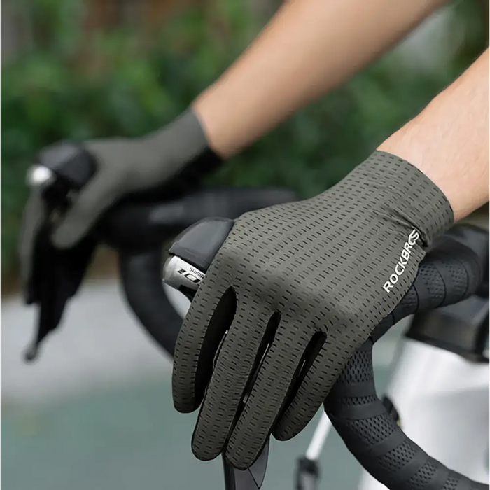 Rockbros Breathable Full Finger Cycling Gloves Size: XL - Green - Cycling gloves<<<HurtelXML