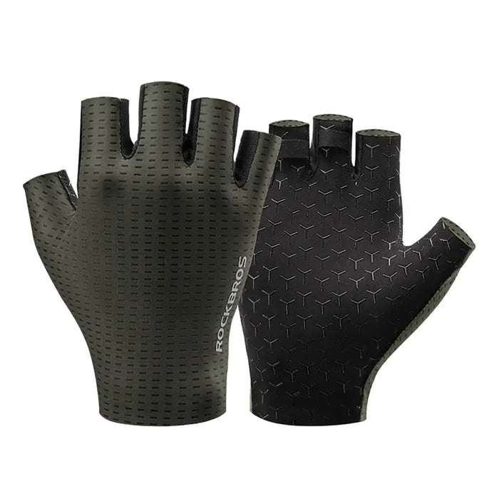 Rockbros Breathable Short Finger Cycling Gloves Size: S - Green - Cycling gloves<<<HurtelXML