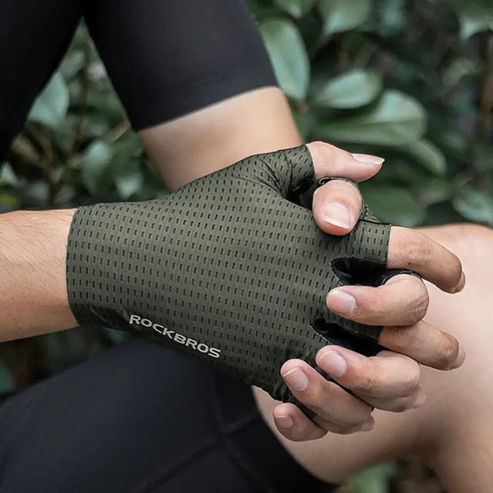 Rockbros Breathable Short Finger Cycling Gloves Size: XL - Green - Cycling gloves<<<HurtelXML