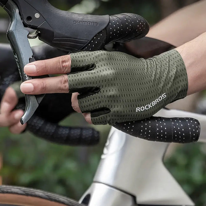 Rockbros Breathable Short Finger Cycling Gloves Size: XXL - Green - Cycling gloves<<<HurtelXML