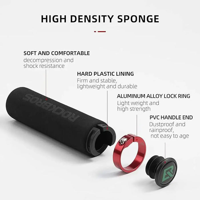 Rockbros BT1001BKRD sponge bicycle handlebar grips - black and red - Sport