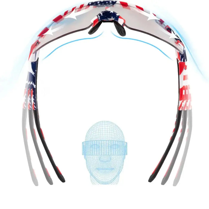 Rockbros Cycling Glasses Photochromic with UV Protection and Corrective Insert 14120008002 - USA Pattern - White