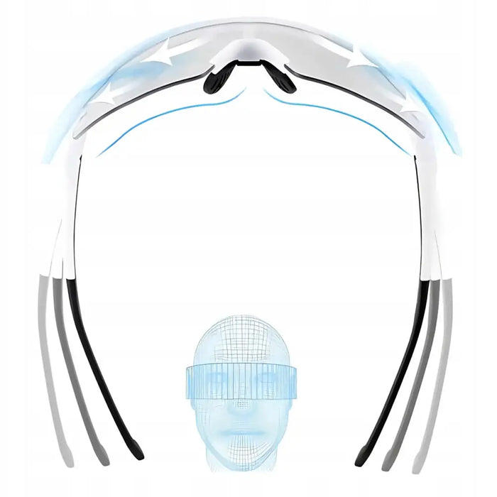 Rockbros Cycling Glasses Photochromic with UV Protection and Corrective Insert - White - Sport