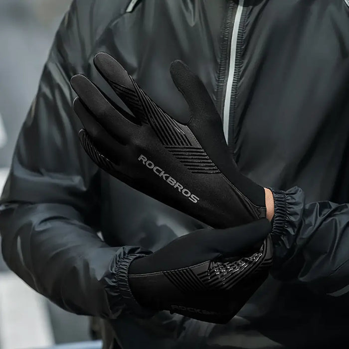 Rockbros cycling gloves spring/summer/autumn full size: XXL - black - Cycling gloves<<<HurtelXML