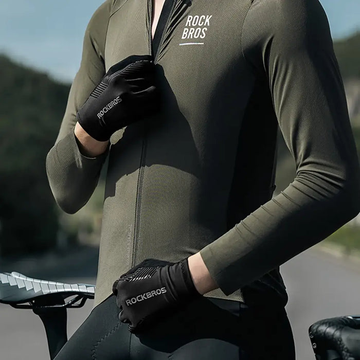 Rockbros cycling gloves spring/summer/autumn full size: XXL - black - Cycling gloves<<<HurtelXML