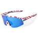 Rockbros Polarized Cycling Glasses with UV Protection and Corrective Insert Blue Lenses - USA Pattern - White - Sport