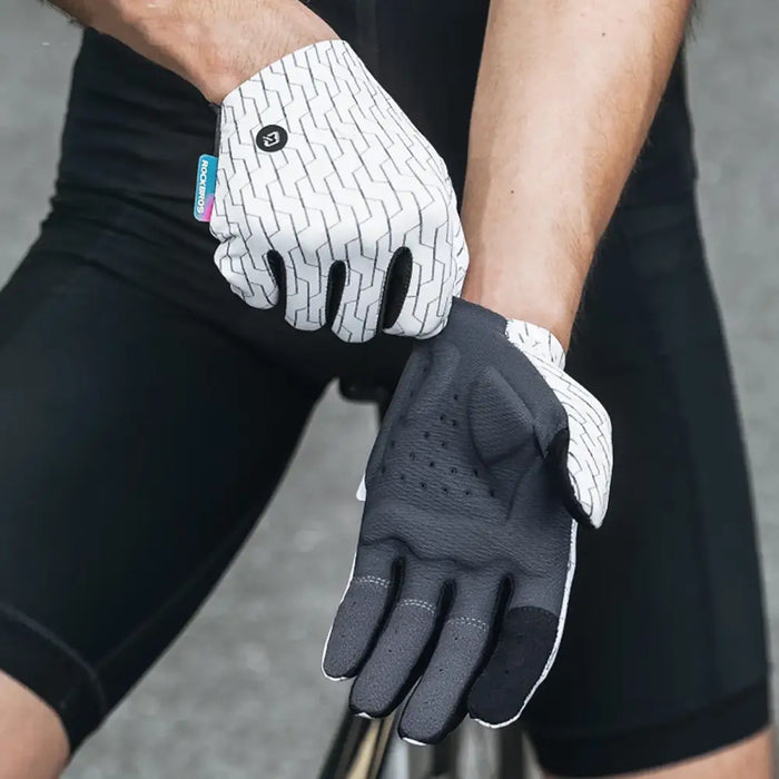 Rockbros sports gloves full spring-summer size L - white and black - Cycling gloves<<<HurtelXML