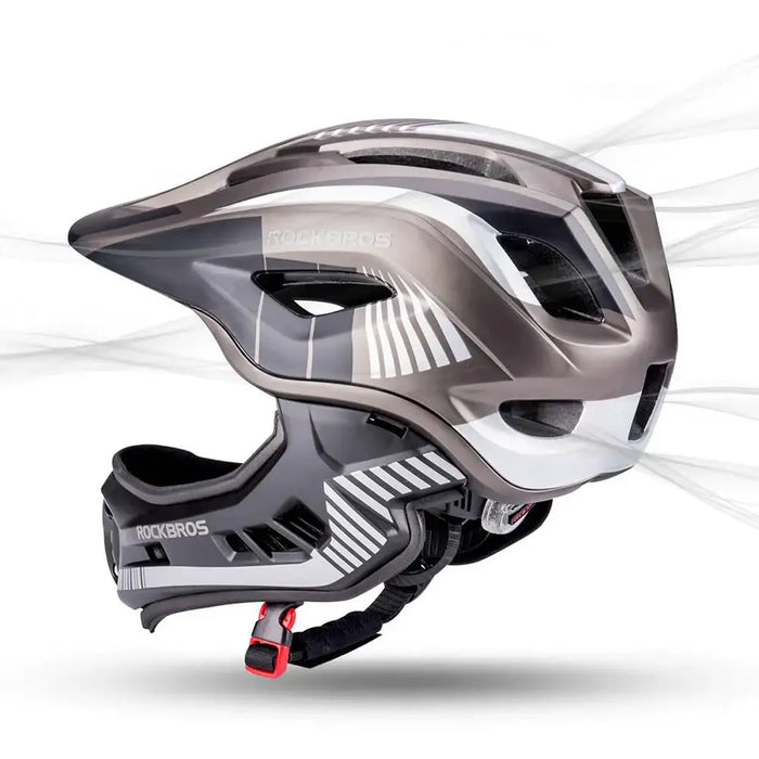 Rockbros TT-32SBTG-S children’s bicycle helmet with removable chinbar size S - gray - Sport products<<<HurtelXML