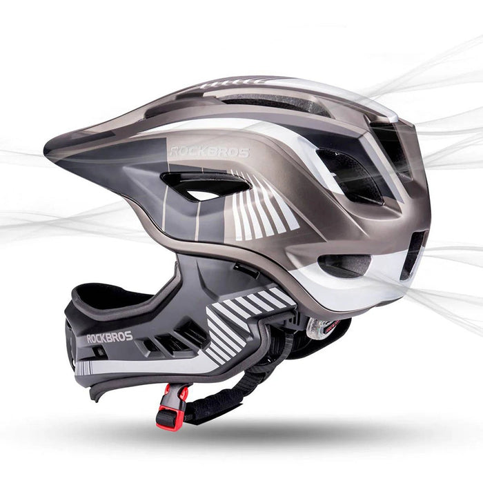 Rockbros TT-32SBTG-S children's bicycle helmet with removable chinbar, size S - gray