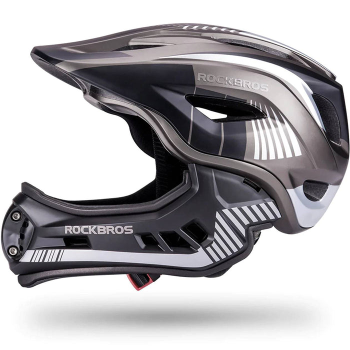 Rockbros TT-32SBTG-S children's bicycle helmet with removable chinbar, size S - gray