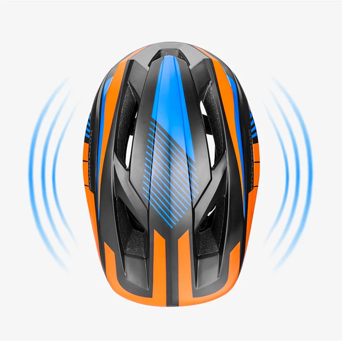 Rockbros TT-32SOBL-M children's bicycle helmet with removable chinbar, size M - black and orange