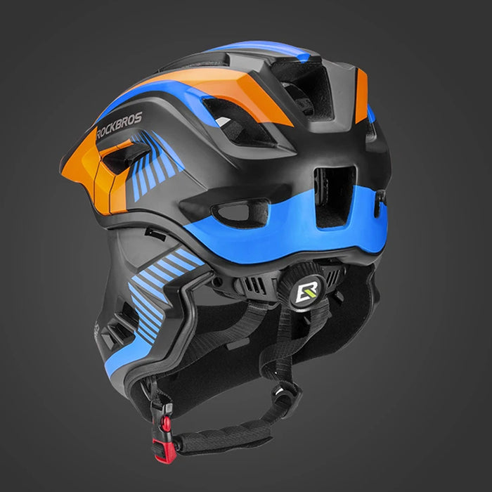 Rockbros TT-32SOBL-S children's bicycle helmet with removable chinbar, size S - black and orange