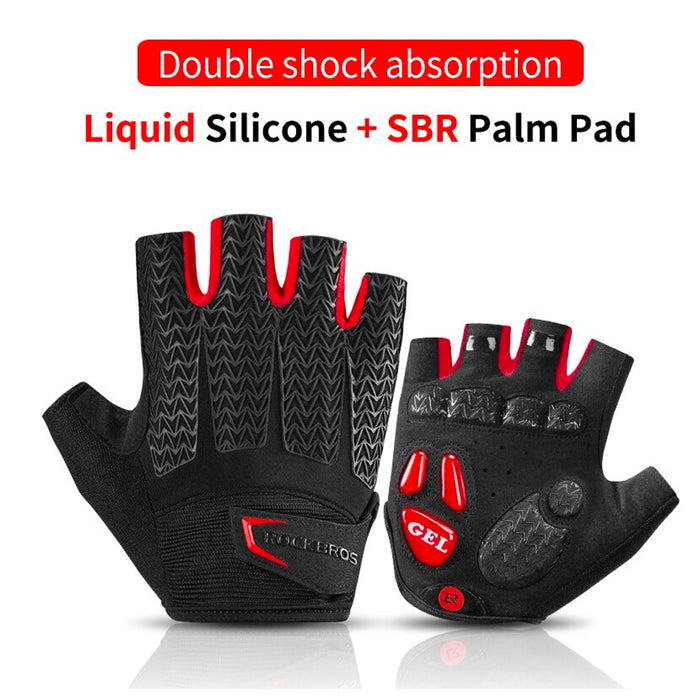 Rockbros S169BR L cycling gloves with gel inserts - black and red