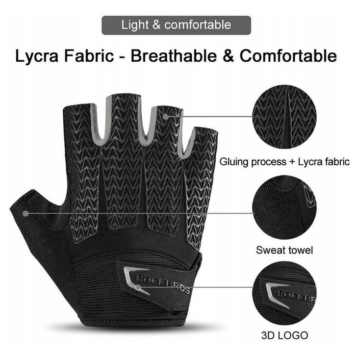 Rockbros S169BGR XL cycling gloves with gel inserts - gray