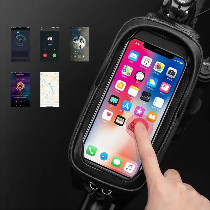 Rockbros B68-1 frame-mounted bicycle bag with phone pocket, 1.7l, black