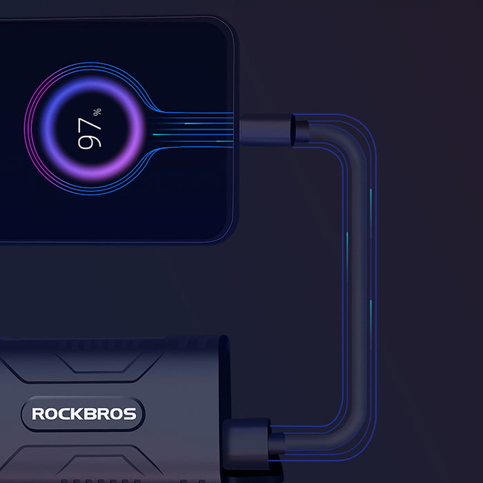 Rockbros 24310002001 bicycle light 850 lm with powerbank function + USB-C - USB-A cable - black