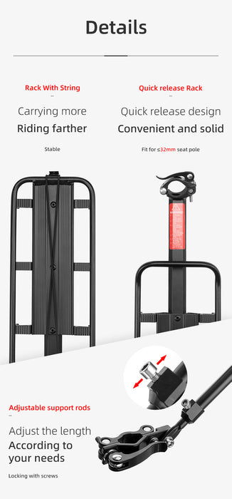 Rockbros 33210004001 bicycle rack with shelf - black
