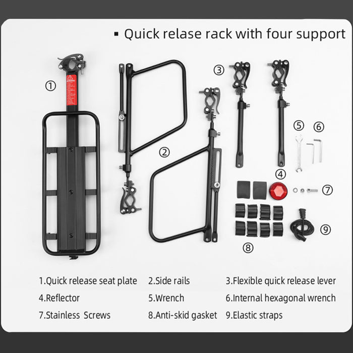Rockbros 33210004001 bicycle rack with shelf - black