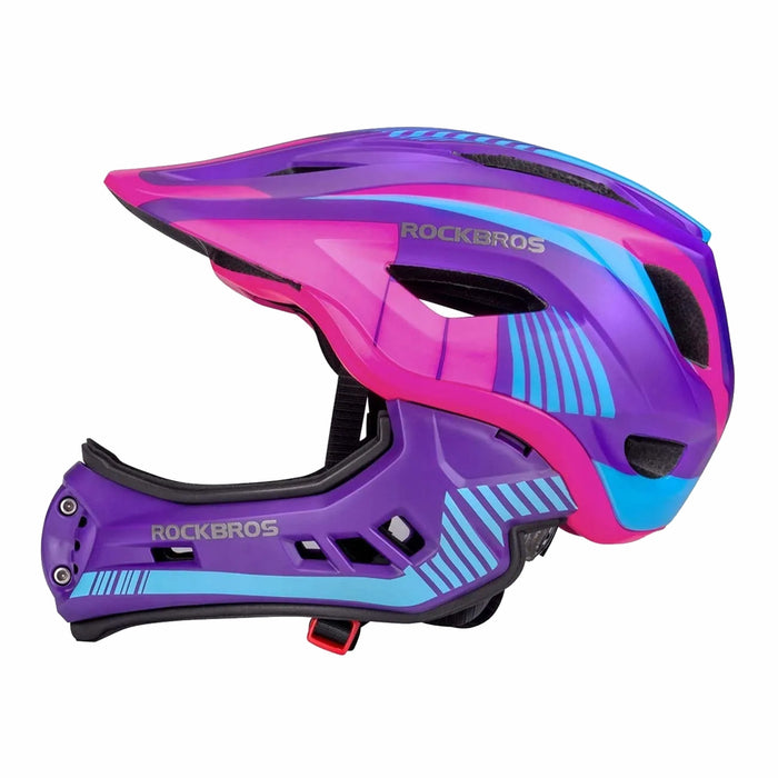 Rockbros TT-32SBPP-S Children's Bike Helmet with Detachable Chin Size S - Purple-Pink