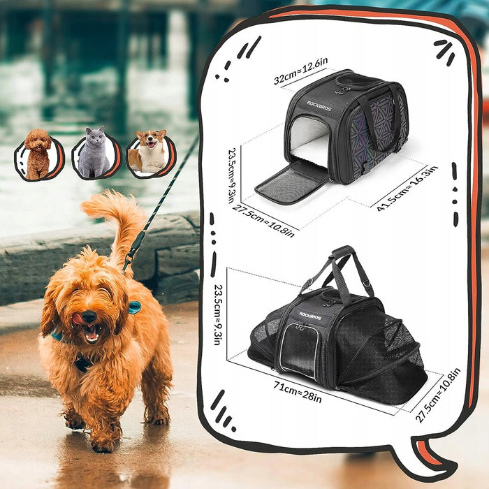 Rockbros 30140028001 transport bicycle bag for cats and dogs - black