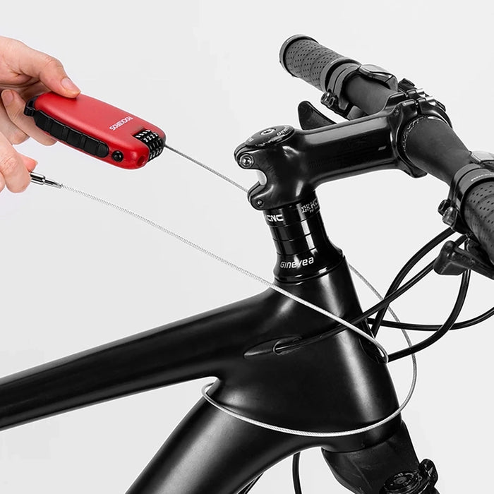 Rockbros 32420981001 bicycle lock with retractable cable - red