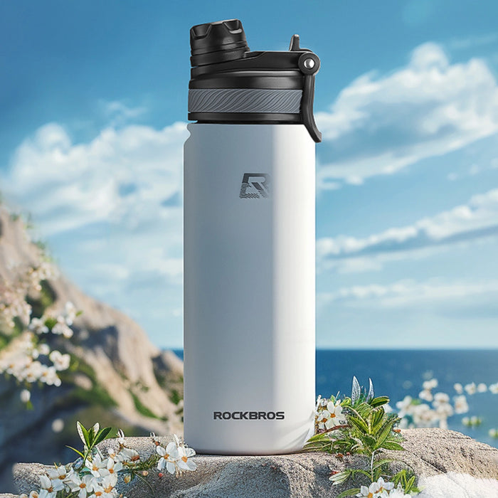 Rockbros 35210029006 thermal bicycle bottle for drinks 650 ml - white
